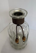 Ribbed Clear Glass Bottle Diffuser For Reeds Boho Wrapped Twine & Beads. P176