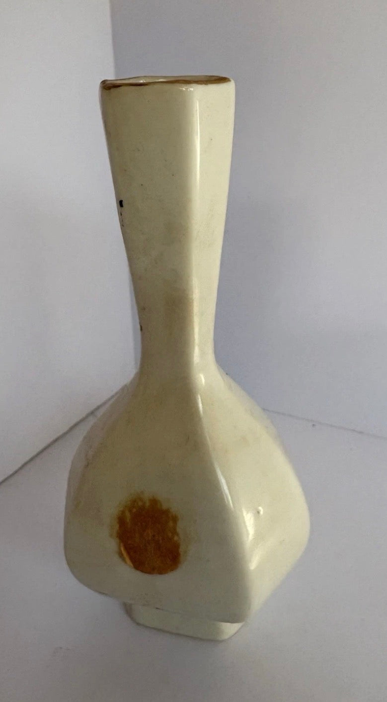Elegant Porcelain Bud Vase With Vibrant Floral Design & Gold Rim Ph181