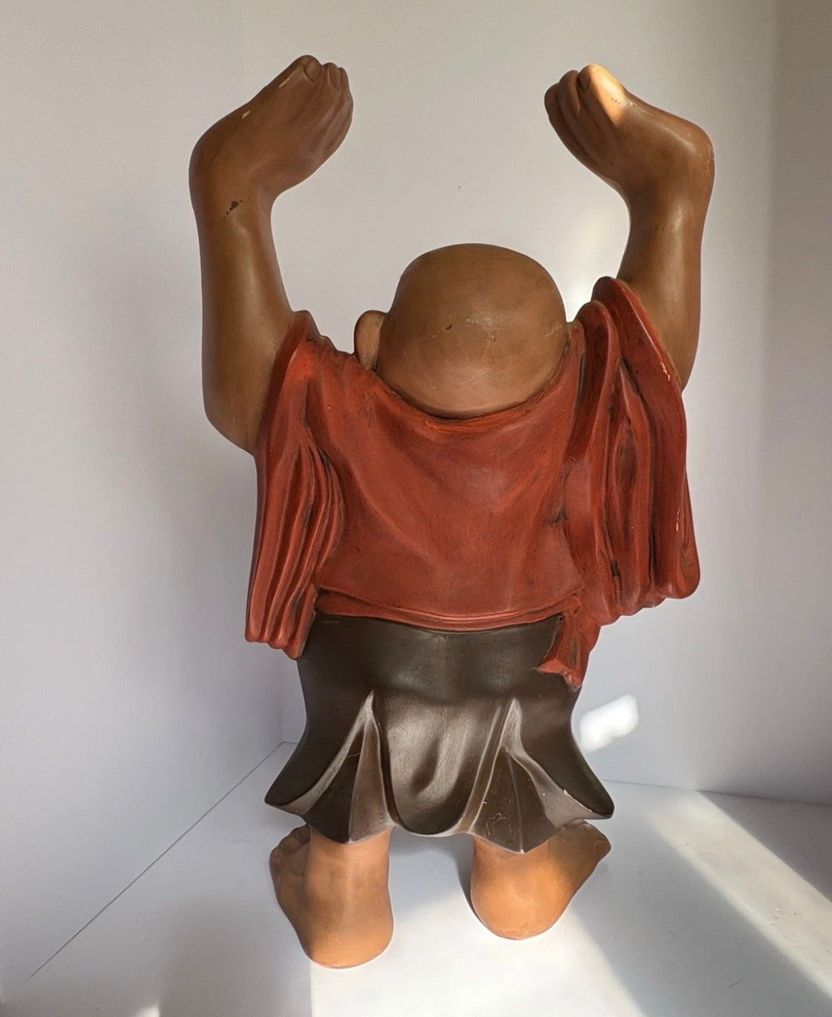 Laughing Hand painted Buddha Vintage Aprx 17”. (P150)