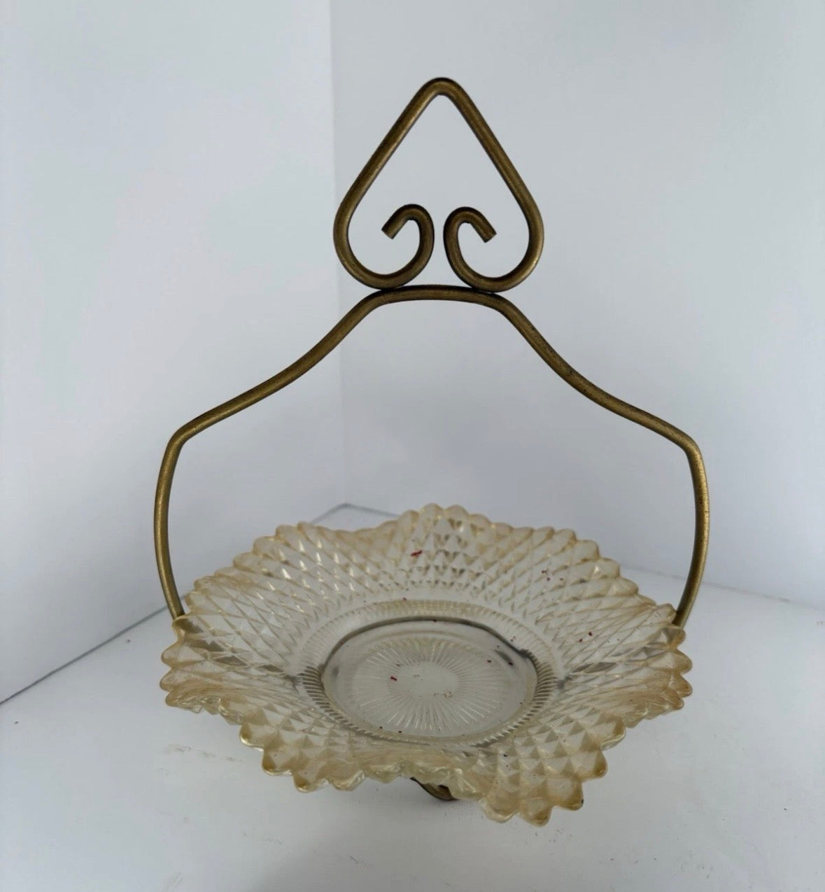 Vintage Crystal Relish Server With Carrier Stand. P167