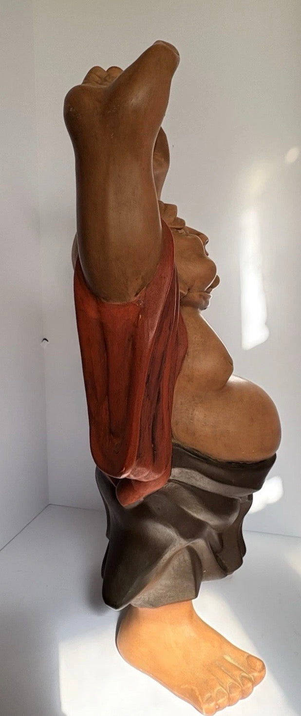 Laughing Hand painted Buddha Vintage Aprx 17”. (P150)