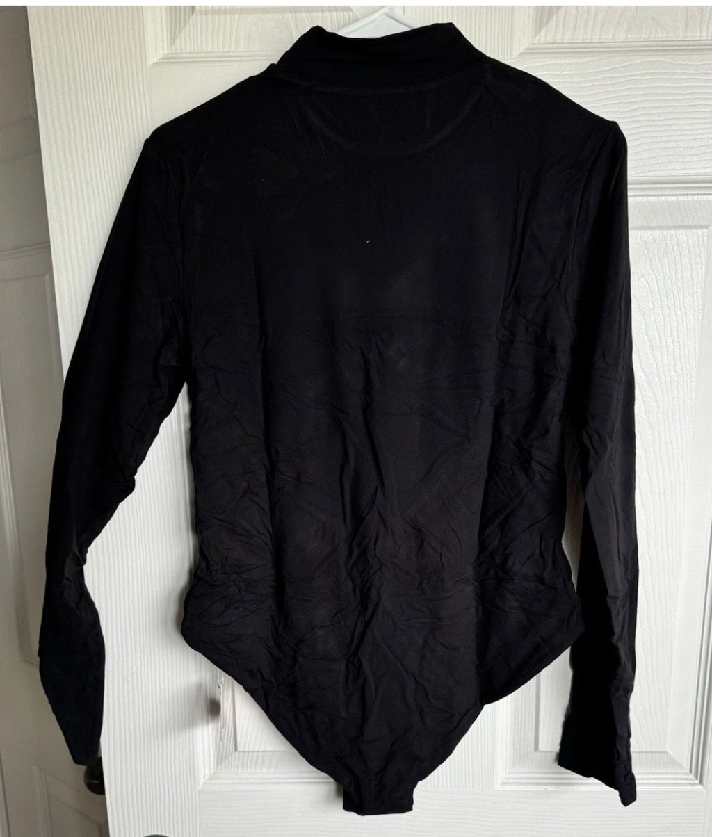 Women’s black mock neck long sleeve bodysuit NWT (T13)