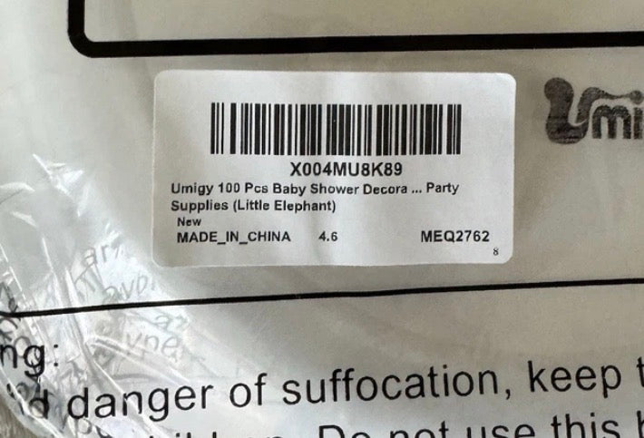 100- Umigy Striped Elephant Napkins with Balloons and 100 matching plates