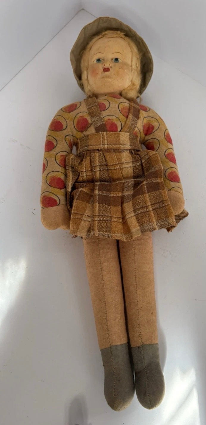 1930S Wooden Head Doll 11 Inch P157