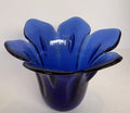Vintage Cobalt Blue Recycled Glass Bowl Flower Vase P241