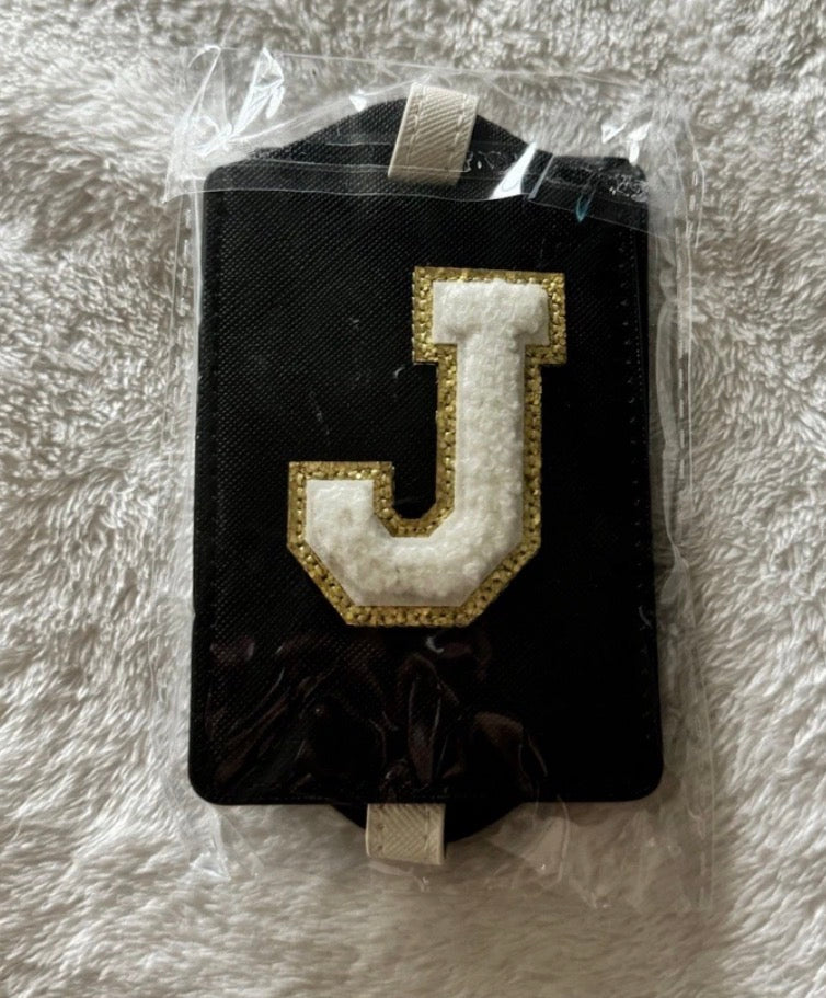 Black and White Initial J Luggage Tags (T13)