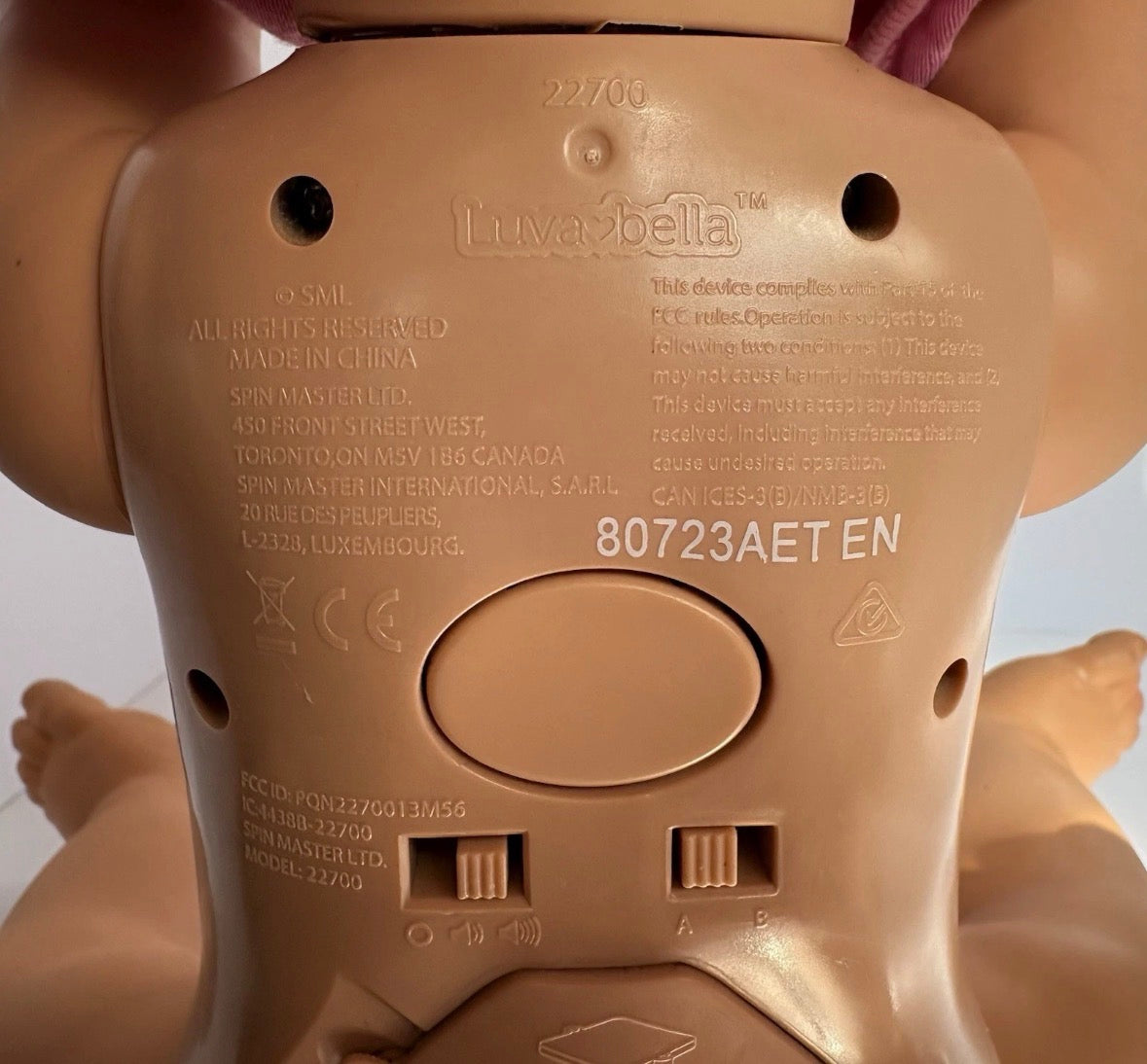 Luva Bella INTERACTIVE Animated Soft Face BABY DOLL Model 22700 (ph151)