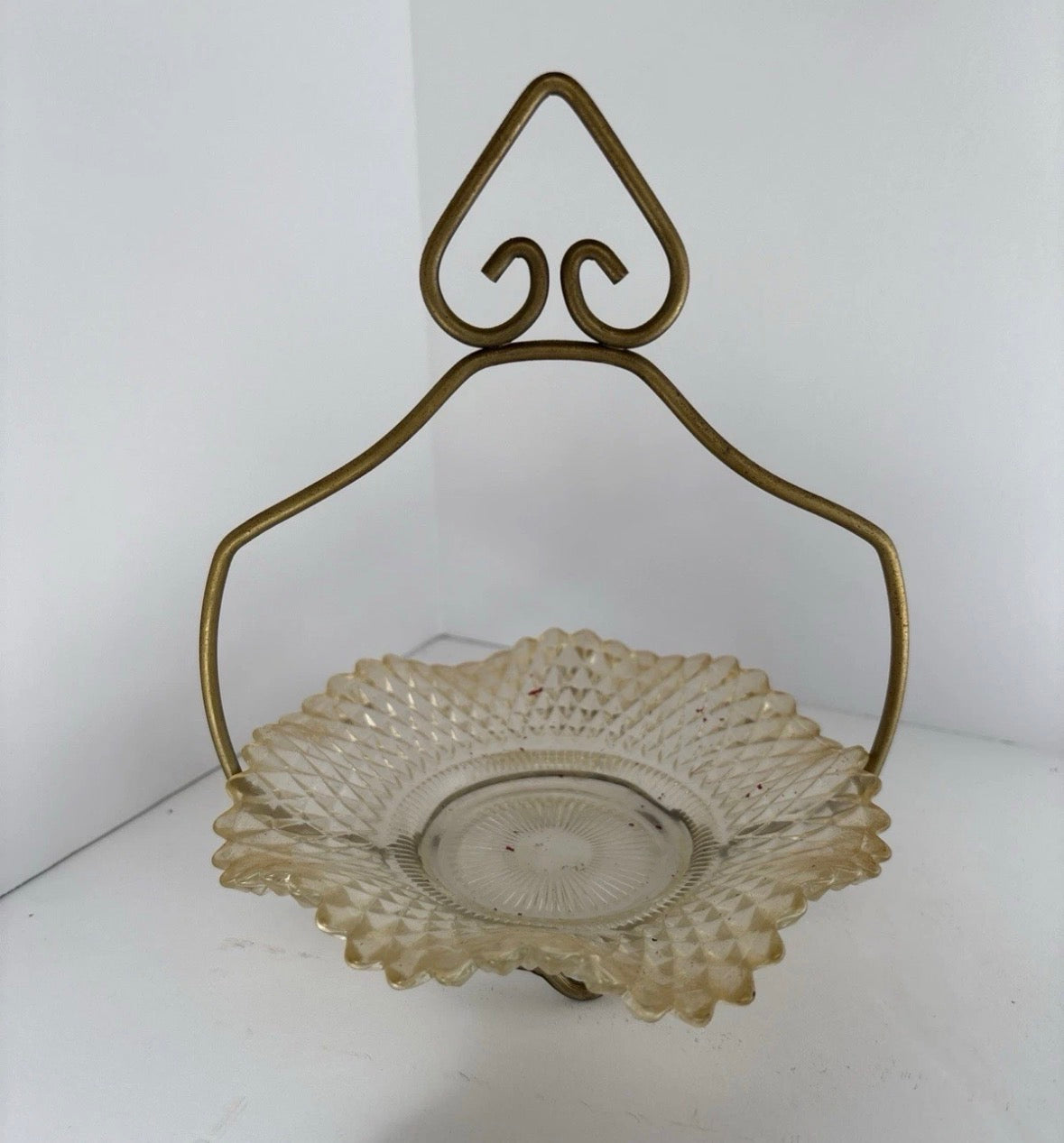 Vintage Crystal Relish Server With Carrier Stand. P167