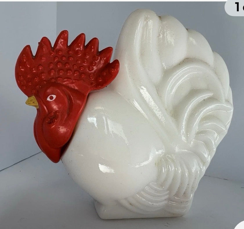 Vintage Avon Milk Glass Rooster Lotion Bottle Collectible Farmhouse Decor P169