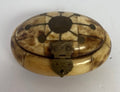 Vintage Handcrafted Camel Bone With Brass Inlay Oval Trinket/Stash Box P197