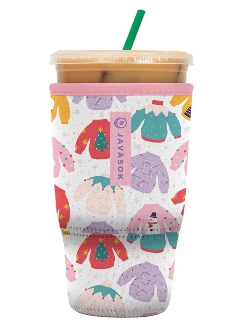 Javasok Neoprene Cup Sleeve with Sweater Print NWT (T13)