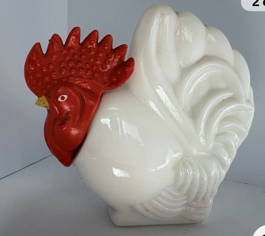 Vintage Avon Milk Glass Rooster Lotion Bottle Collectible Farmhouse Decor P169