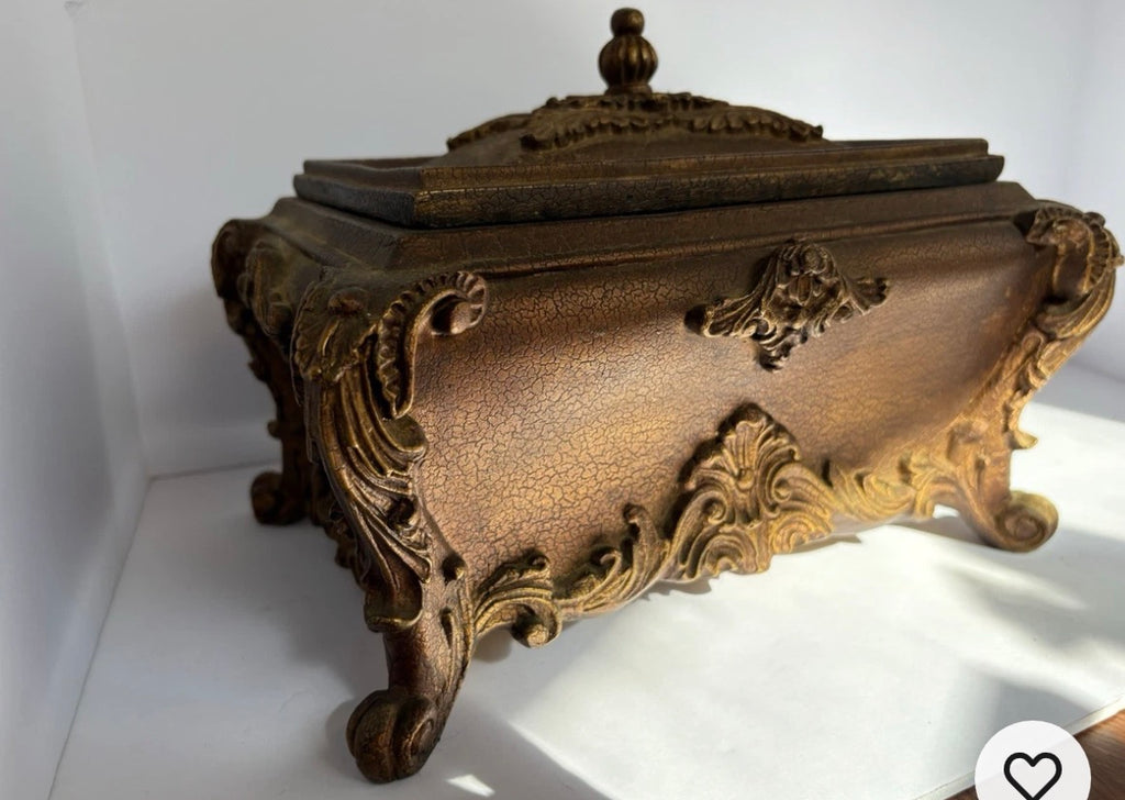 Heavy 12” X 8” Vintage Jewelry Trinket Box P160