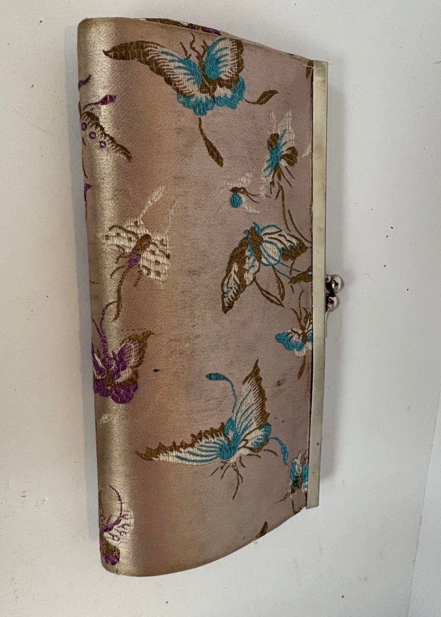 Vintage Satin Clutch Purse Holiday Butterflies P242