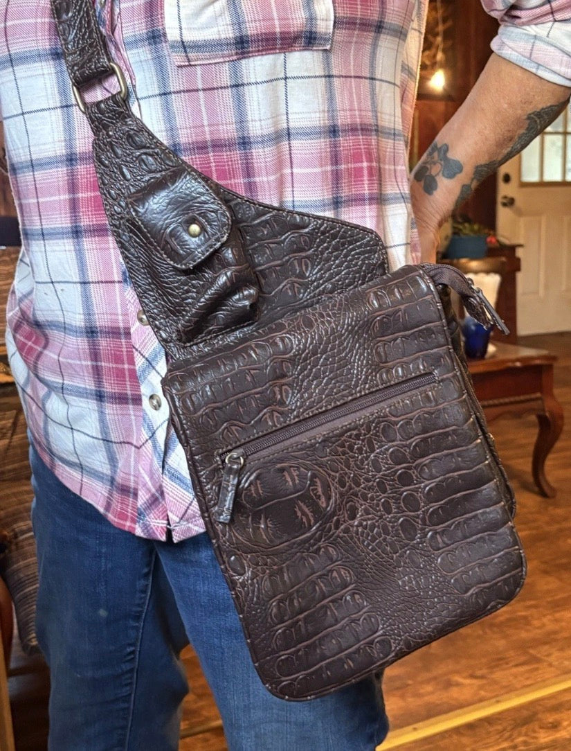 Over The Shoulder Brown Purse Several Pockets P246