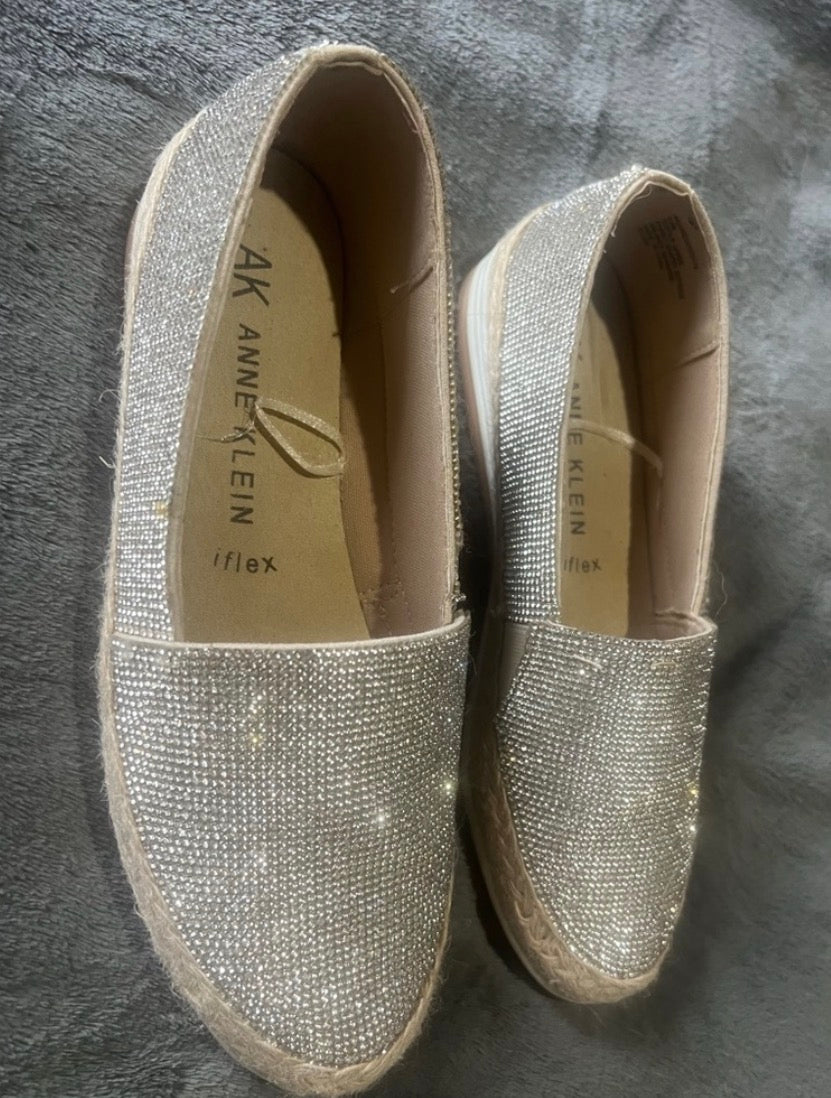 Anne Klein Silver And Sparkle/Bling Women’s Flats Size 8