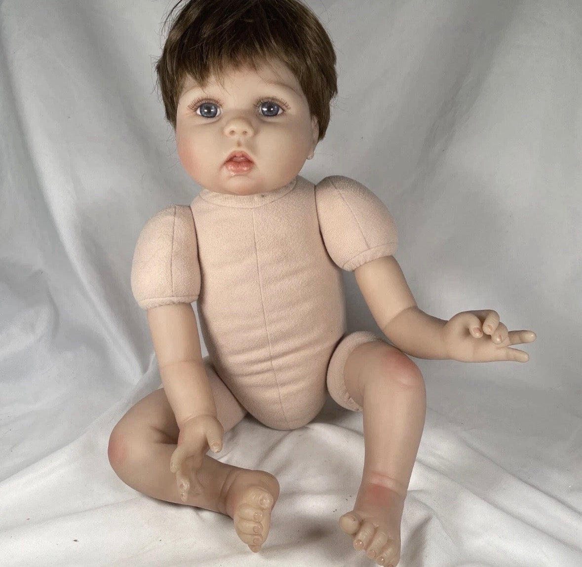 Aori Reborn Baby Doll Realistic Lifelike Girl Doll Brown Hair Blue Eyes  p153