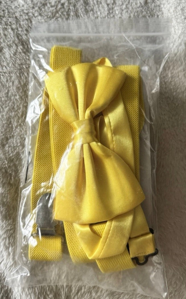 Yellow Bow Tie and Suspenders   Costume  New (T13)