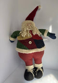 17 Inch Patchwork Santa Stuffed Weighted Bottom. P155