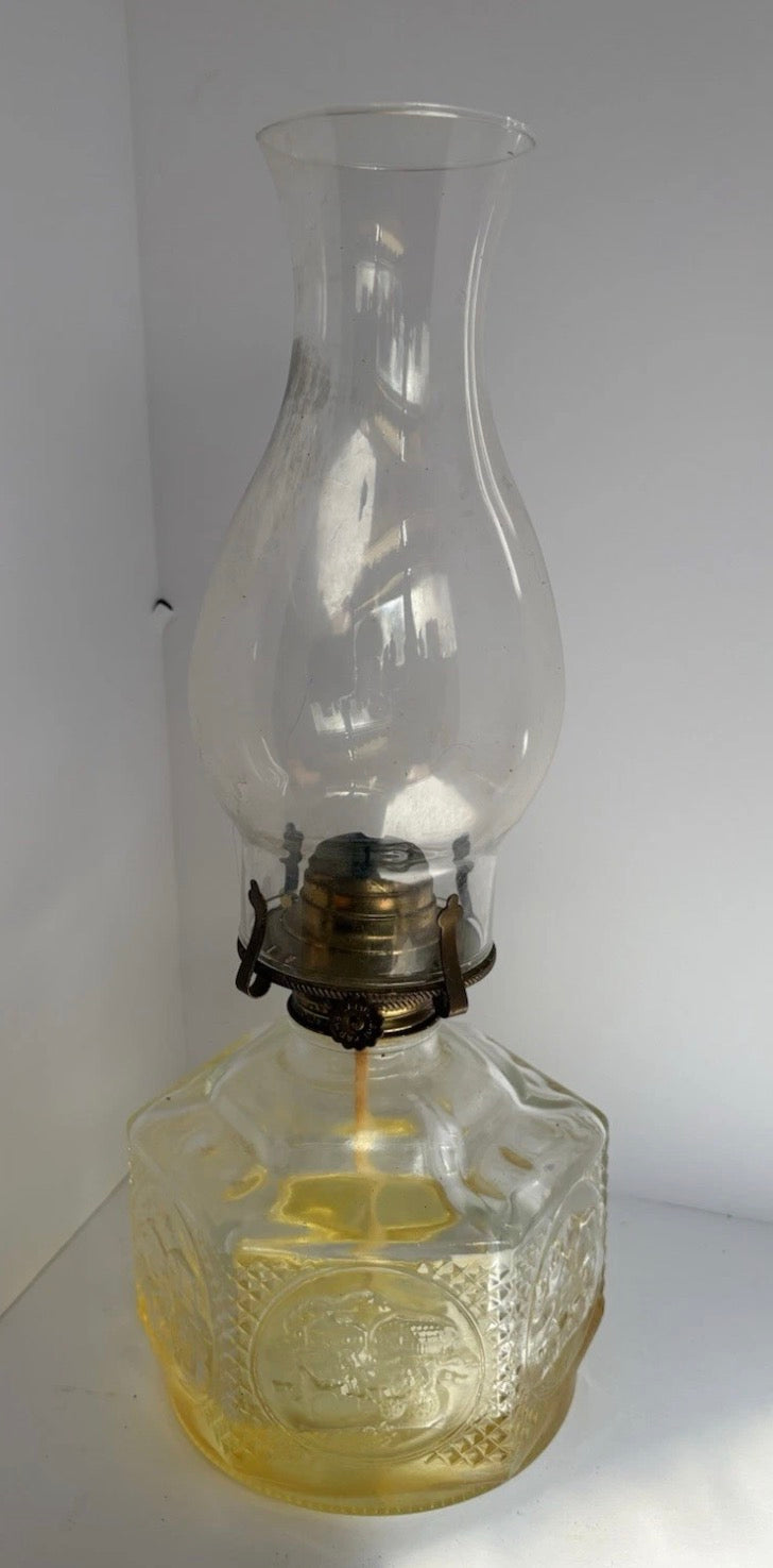14 Inch Clear Oil Lamp Vintage P156
