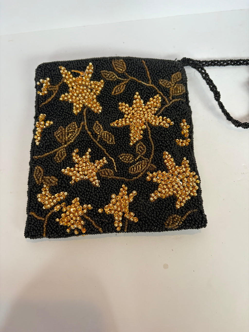 Vintage Black and Gold Sequined Purse P239